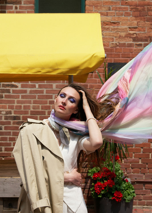 a woman with a scarf around her neck