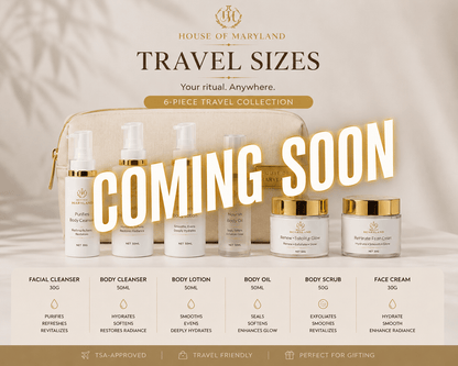 6-piece travel skincare set with pump bottles and small cream jars